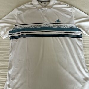 Adidas Men's Polo Shirt with Teal and Black Stripes